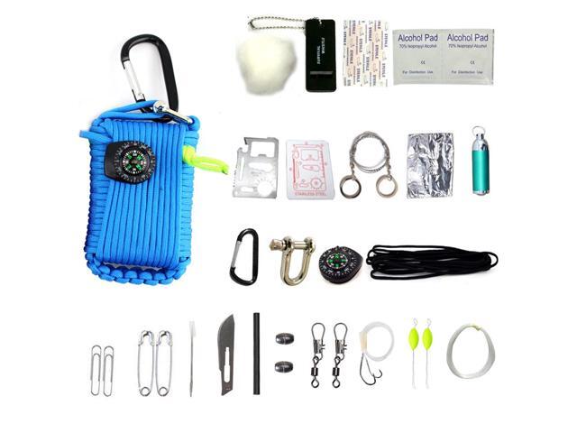 29 In 1 Wild Adventure Multifunctional First Aid Kit Mountaineering Buckle Fishing Accessories Portable Flashlight Survival Box