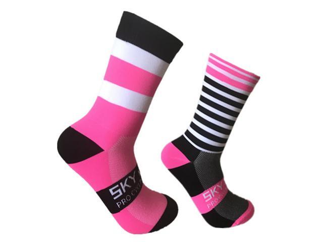 Cycling Socks Moisture-wicking Bike Socks Men Women Sports Running Gym Training Striated Socks Size 7-12