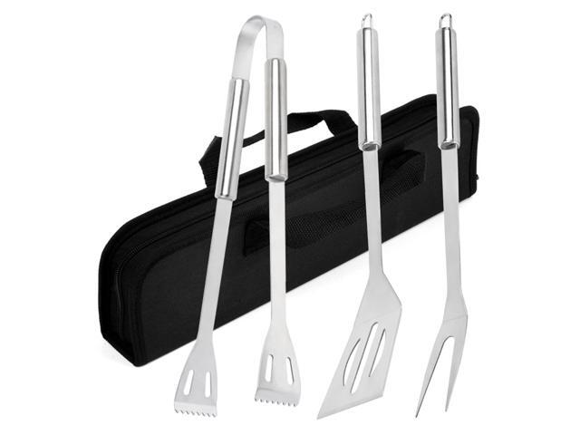 3pcs BBQ Grilling Tools Set with Storage Bag Stainless Steel Grill Spatula Fork Tong Barbecue Accessories Kit for Home BBQ Camping Hiking Fishing