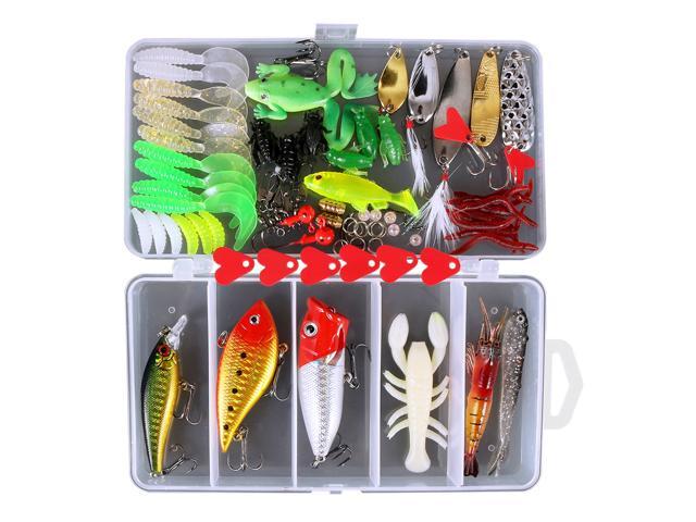 78pcs Fishing Tackle Set Fishing Minnow Popper Lures Baits Jig Hooks Sinker Weight Barrel Swivels with Free Tackle Box