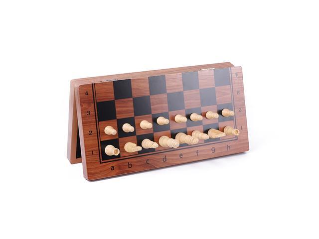 Magnetic Wooden Folding Chess Set with Felted Game Board Interior Folding Chessboard Travel Lightweight Board Educational Toys Parlor Game Outdoor