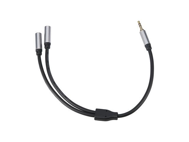 35mm Y Splitter Three Section Audio Cable 35mm Male to Dual 35mm Female Headphone Splitter Audio Expansion Cable 03m Black