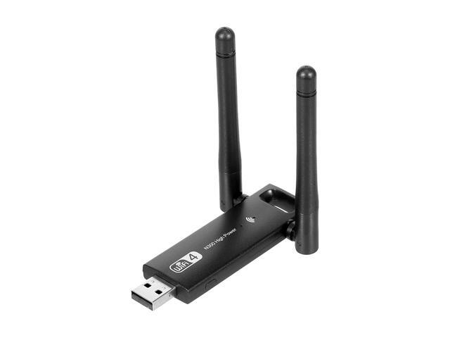 Wireless-N 24G USB Adapter 300Mbps Transmitting Rate WiFi 4 USB Adapter with Dual Antennas Black