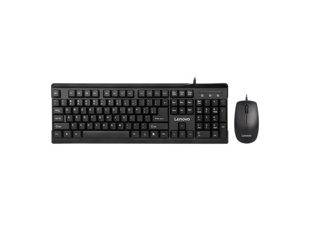 Lenovo MK618 Wired Keyboard and Mouse Combo Ergonomic Desktop Full Size USB Corded Mouse Keyboard Set with Number Pad/1000DPI Optical Mouse for