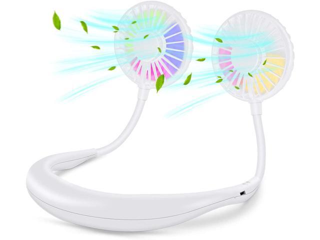 Neck Fan XINBAOHONG Portable USB Rechargeable LED Fan Headphone Design Hand Free Personal Fan Wearable Cooler Fan with Dual Wind Head for