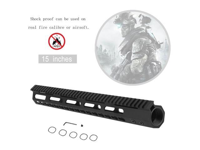 15 Inch Free Float Quad Rail Waist Hole Hand Guard Aircraft Aluminum Handguard Airsoft Gear Parts Accessories