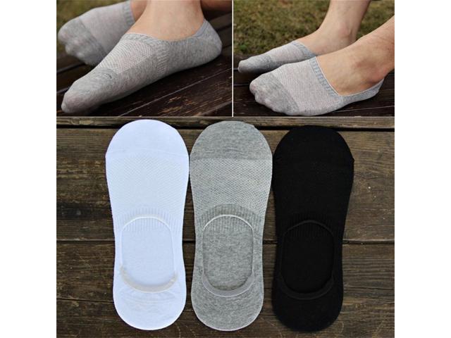 6 Pairs Solid Color Men Boat Invisible No Show Non-Slip Liner Low Cut Cotton Socks Men Invisible Standard Sock