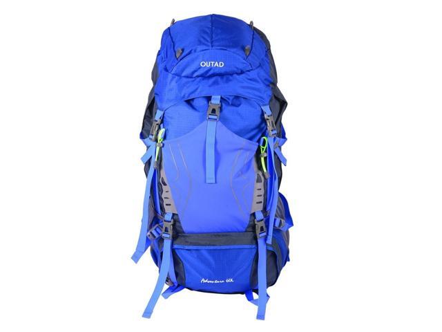 OUTAD Outdoor 60+5L Backpack Waterproof Mountaineering Climbing Camping Bag Blue & grey