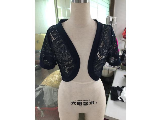 Casual Women Beach Open Front Loose Cardigan Sexy Short Sleeve Cardigans Navy BlueM