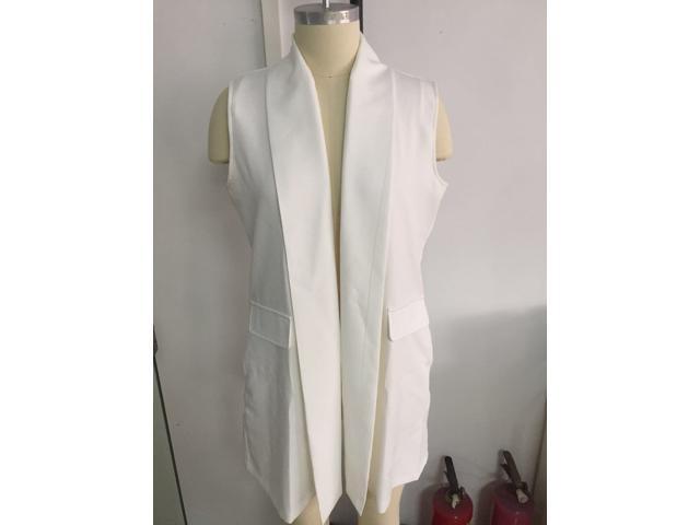 Summer Women Irregular Cardigan Basic Sleeveless Blouse Solid Cover Ups Tops WhiteS