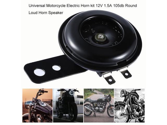 Universal Motorcycle Electric Horn Kit 12V 15A 105db Waterproof Round Loud Horn Speakers For Scooter Moped Dirt Bike ATV Black