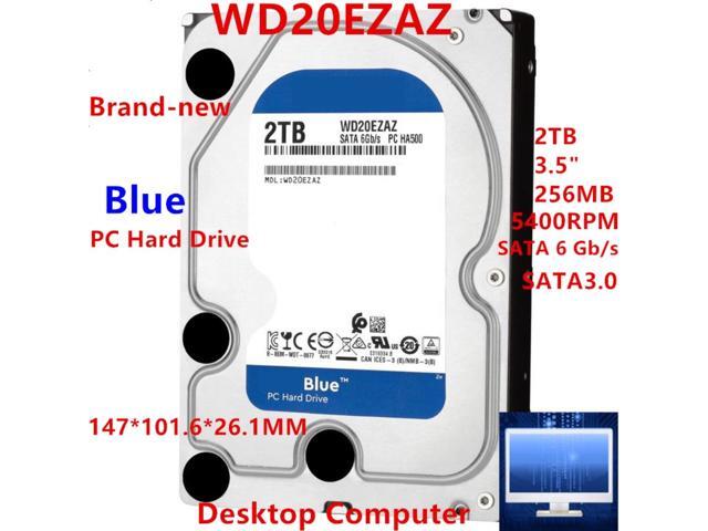 HDD For WD Brand Blue 2TB 35' SATA 6 Gb/s 256MB 5400RPM For Internal Hard Disk For Desktop Hard Drive For WD20EZAZ