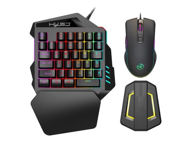 HXSJ A867 Wired RGB Ergonomic Gaming Mouse V100 35 Keys Single-hand Gaming Keyboard P6 Portable Keyboard Mouse Converter Combo