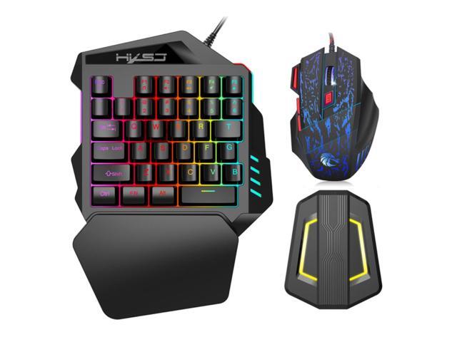 HXSJ H300 Wired Ergonomic Gaming Mouse V100 35 Keys Single-hand Gaming Keyboard P6 Portable Keyboard Mouse Converter Combo