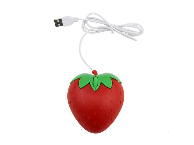 USB Wired Mouse Cute Laptop Mouse Mini Strawberry Shape 800 DPI 3 Buttons Ergonomic Computer Mice for Windows PC Laptop Gamers