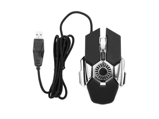 G22 USB 6400DPI Wired Gaming Mouse Mechanical Cooling Fan Game Mice Adjustable RGB Lighting Effect Non-Slip Mouse for PC Laptop