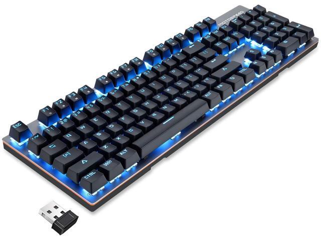 MOTOSPEED Wireless/USB Wired Mechanical Keyboard 104Keys LED Backlit Blue Switch Gaming Keyboard for Gaming and Office Compatible for Mac/PC/Laptop