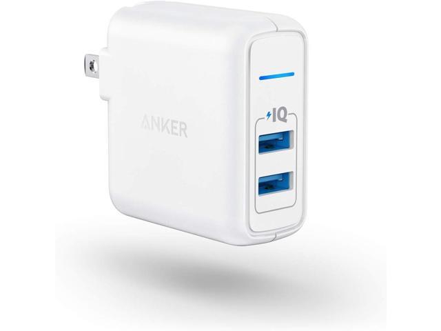 USB Charger Anker Elite Dual Port 24W Wall Charger PowerPort 2 with PowerIQ and Foldable Plug for iPhone 11/Xs/XS Max/XR/X/8/7/6/Plus iPad Pro/Air