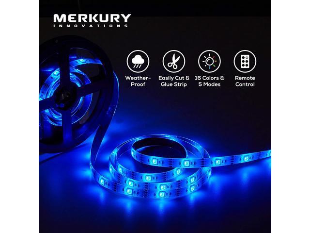 Merkury Innovations LED Strip Light Waterproof 120 LEDs 12 Ft RGB SMD 5050 LED Rope Lights Color Changing LED Strip Lights with 24-Keys IR Remote