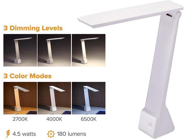 Bostitch Office KT-VLED1810-WHITE Rechargable Battery LED Desk Lamp 3 Color Temperatures Flip Open White