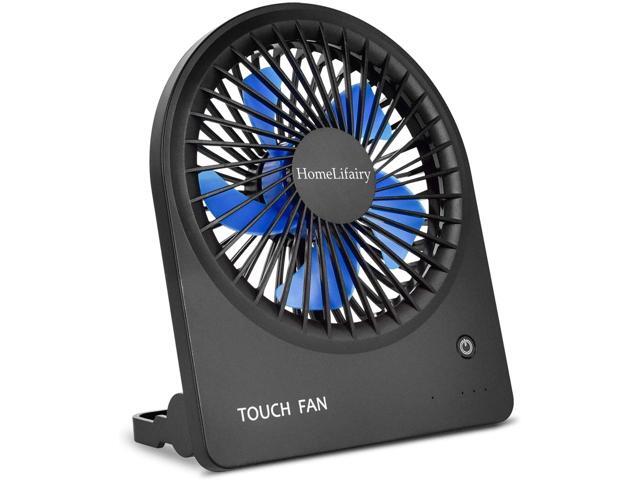 HomeLifairy Desk Fan Rechargeable Personal Battery Fan Portable Mini USB Fan Touch Operated Table Fan for Home Office Outdoor Camping (Black)