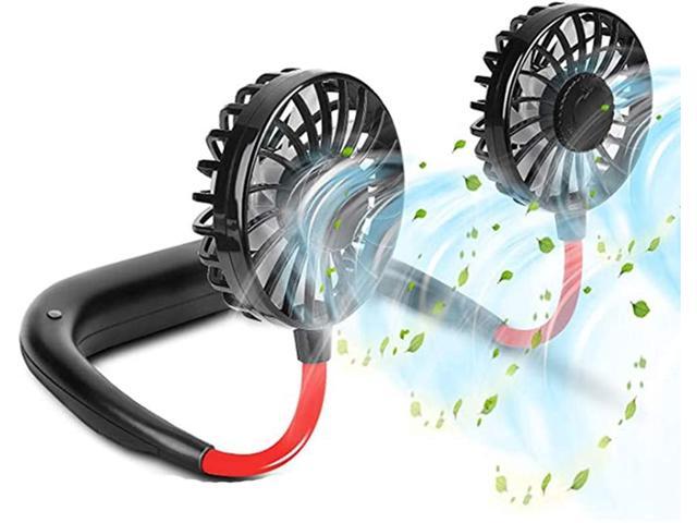 Neck Fan Rechargeable Mini USB LED Fan Headphone Design Neck 3 Speeds Foldable Adjustable Wearable Fan for Traveling Outdoor Office Room