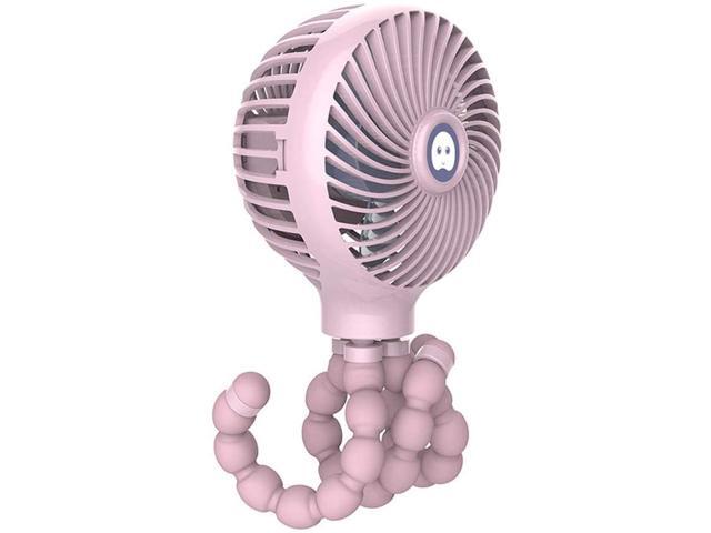 SAYTAY USB Flexible Bendable Fan Mini Octopus Twistable Foldable Rechargeable Noiseless Desk Fan (Pink)