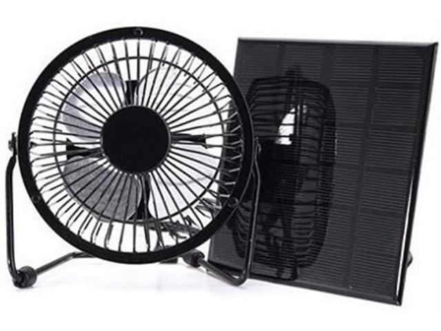 Solar Panel Powered Fan 3W 6V Power Bank Fan Ventilation Cooling Fan 4-inch USB Portable Fan for Outdoor Home Office Traveling Greenhouse Boating