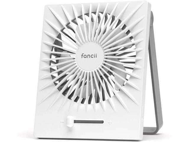 Fancii Portable Personal Desk Fan Rechargeable Small USB Table Fan with Turbo Airflow Whisper Quiet Adjustable Stand - For Office or Travel (Brisé)