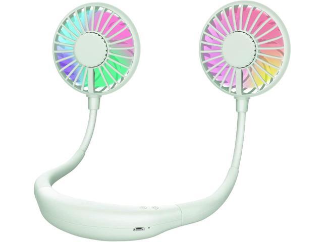 MoKo Portable Personal Fan Hand Free Small USB Mini Neck Fan with 2000mAh Rechargeable Battery 2 modes LED Light 3 Speeds and 360 Degree