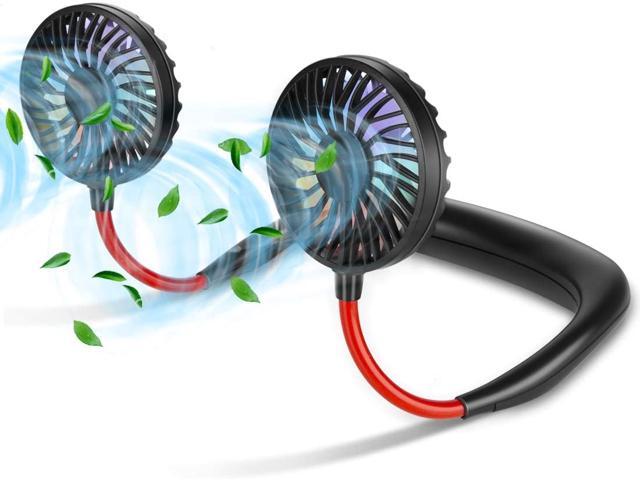 LUWATT Neck Fan with Color Changing LED Upgraded Version Hands-Free Portable Small USB Personal Mini Neckband Fan 4000mAh Battery Operated