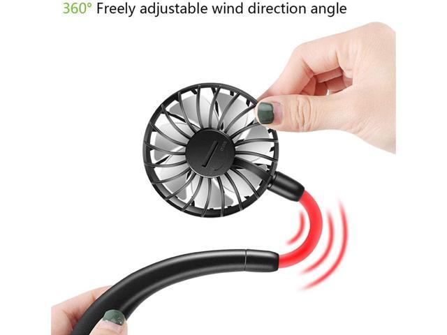 Portable Wearable Neck Fan Hand Free Mini USB Rechargeable Sport Fan with 2000mAh Battery 360° Free Rotation Lower Noise Strong Airflow