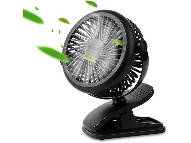 HelloCreate Clip-on USB Fan Small Desk Fan with Rechargeable Stroller Fan Portable Fan Battery Powered Fan for Home Office Baby Crib Car