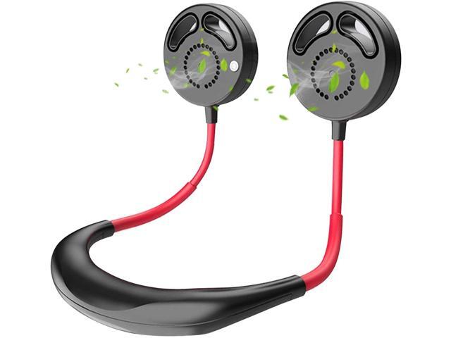 Portable Personal Fan Handsfree Mini USB Neck Fan Rechargeable Wearable Neckband Fan Leafless Cooler Fan with 3 Speeds for Traveling Sport Outdoor