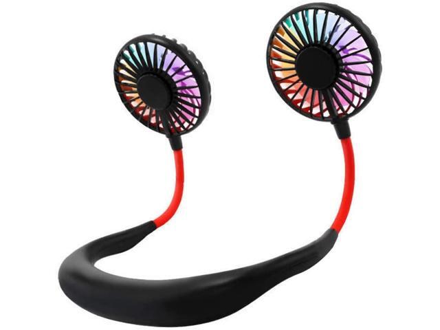 Hands Free Portable Neck Fan USB Rechargeable Mini Personal Fan With LED Lights 3 Level Air Flow Lower Noise Strong Airflow and Long Working
