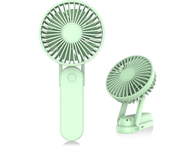 USB Small Folding Desk Fan Rechargeable Portable Personal Hand Fan Quiet Battery Operated Fan for Outdoor Office Travel Camping (green)