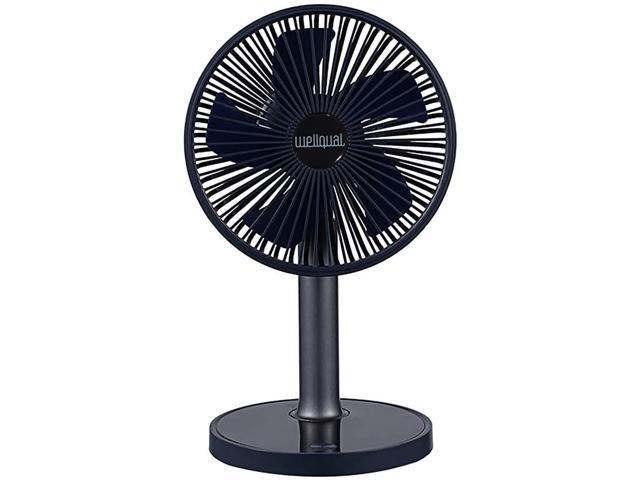 Desk Fan Small Table Fan Rechargeable Battery Operated Mini Fan Rotation Fan 6 inch Portable Fan 4 Speed USB Personal Fan With LED Light for Home