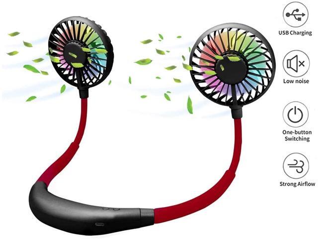 Neck Fan Neckband Fan USB Charging Hand Free with 3 Level Air Flow 7 LED lights Portable Fan Rechargeable with Mini USB Wearable Hanging