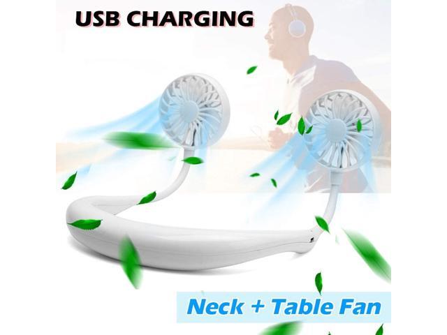 Neck Fan Cooler Dual Fans Aroma Hands Free Personal Fan Portable USB Rechargeable Mini Fan - Powerful Power Supply Neckband Fan White