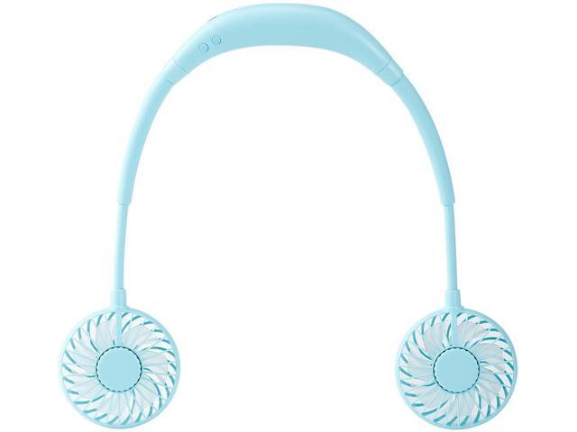Hand Free Neck Hanging Fan-3 Levels Air Speed USB Rechargeable LED Colorful Dazzling Light Portable Hanging Neck Sports Fans for Office Outdoor Travel