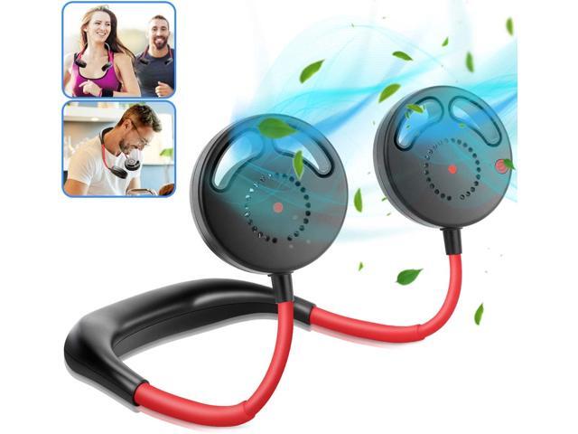 UPGRADE Hanging Neck Fan - Hand Free Portable Neckband Sports Fans without Fan Blades USB Rechargeable Personal Wearable Fan Premium Headphone