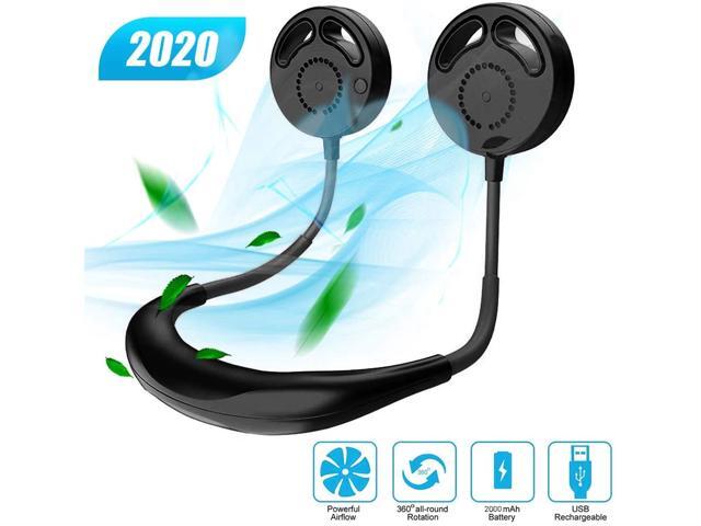 Neck Fan Hands Free Portable Bladeless Fan Mini USB Personal Fan 2000mAh Rechargeable Sport Fan Wearable Neckband Fan 3 Speed Headphone Design
