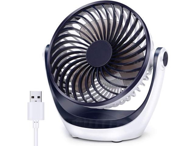 Wsobue Desk USB Fan5 inch Portable Fan USB Powered360° Rotating Strong Airflow Perfect Mini Quiet Personal Table Fan for Home Office(Blue 2