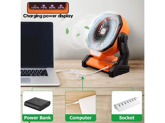 USB Powered Desk Fan 7800mAh Rechargeable Battery Operated Table Fan Portable Personal Cooling Fan with Light 270° Rotatable 8 Speeds Enhanced