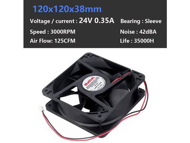 Wathai 2Pin 120mm x 38mm 12V DC Brushless Cooling Fan High Airflow