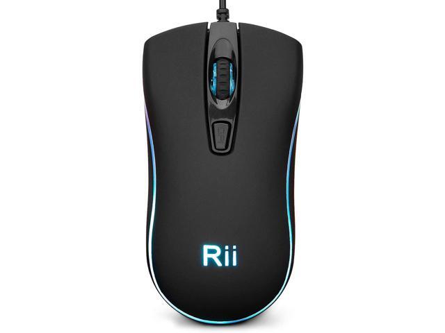 Rii RM105 Wired MouseGaming Mouse with Colorful RGB Backlit1600 DPI LevelsComfortable Grip Ergonomic Optical USB Wired Mice Compatible with Windows