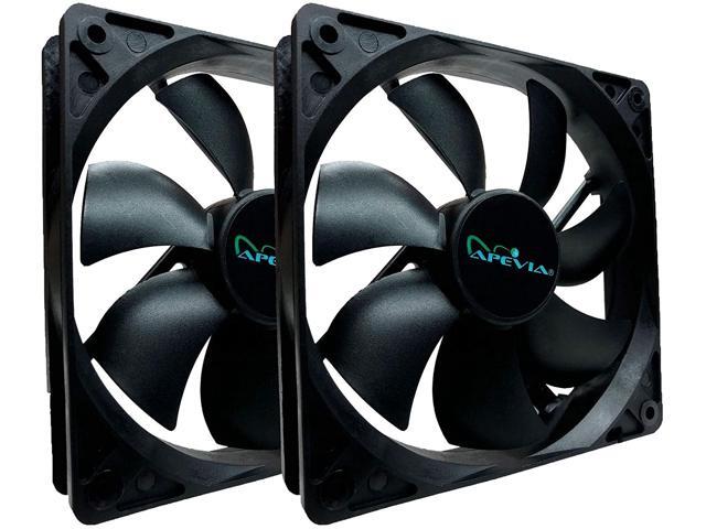 APEVIA CF214S-BK 140mm 4pin Molex & 3pin Motherboard Black Silent Case Fan (2-pk)