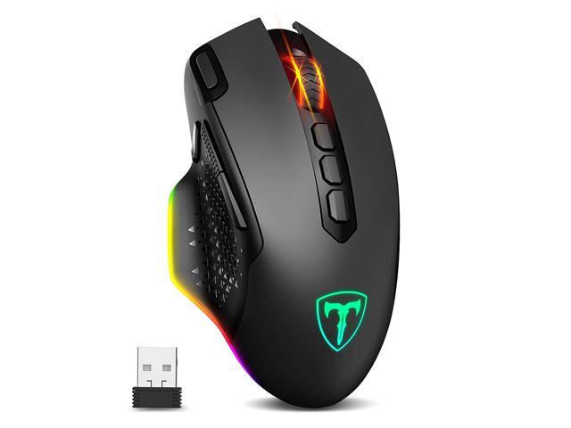 VictSing Wireless Gaming Mouse 9 RGB Backlit Modes Up to 10000 DPI 10 Programmable Buttons Fire Button Type-C Rechargeable PC Mouse for PC Gamers