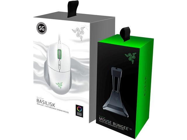 Razer Basilisk Gaming Mouse + Mouse Bungee Bundle: Mercury White