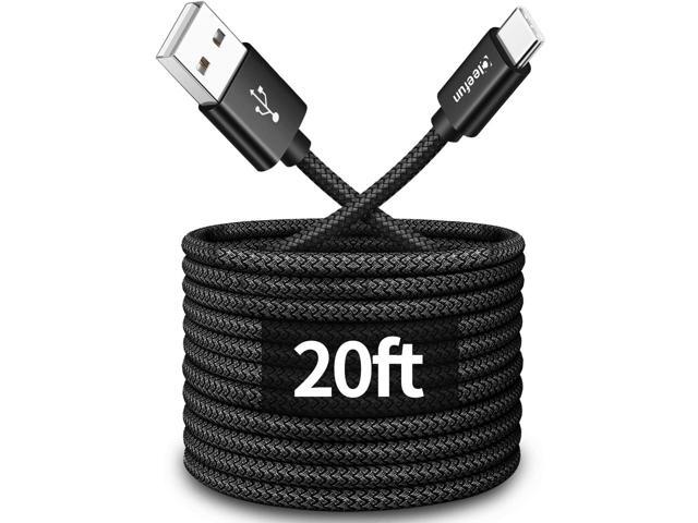 20ft Extra Long USB Type C Cable, USB A 2.0 to USB C Cable Nylon Braided  Charger Cord Compatible with Samsung 